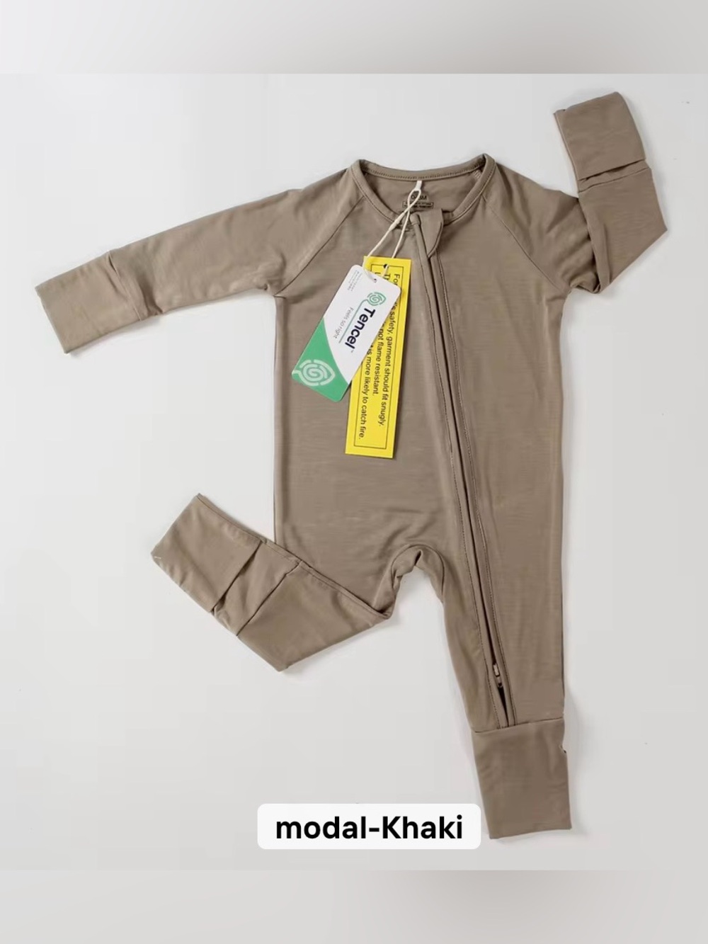 Modal Khaki Baby One-Piece Zipper Romper